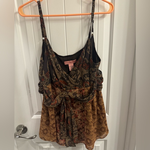 Bandolino Tops - Bandolino Size 14 Brown Floral/Mosaic Baby Doll Tank Top